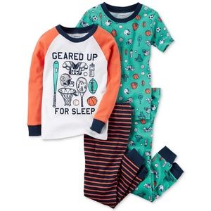 Carter's Boys' 4 Piece Sports Gear Pajama Set, 10